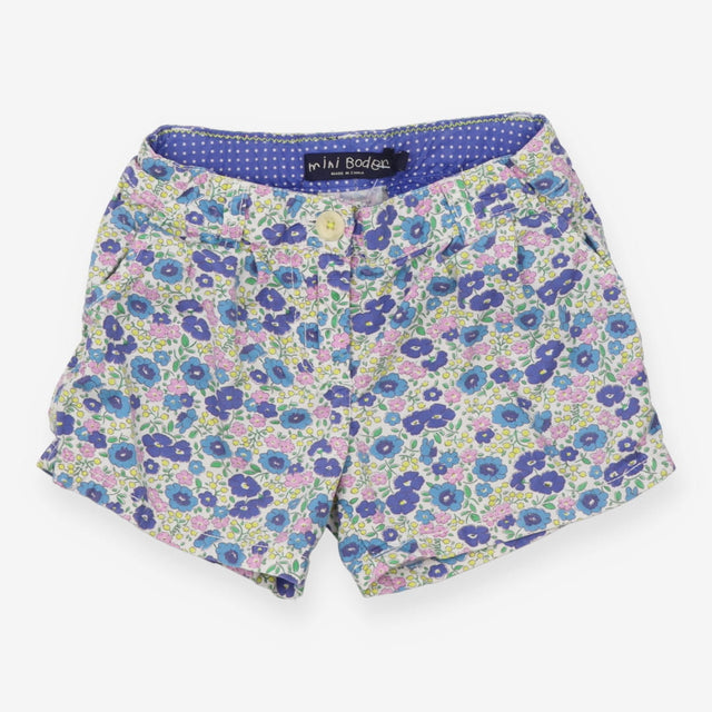 White floral woven shorts