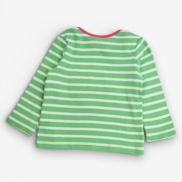 T-Shirt Long Sleeved Green Stripe Rainbow Ladybird