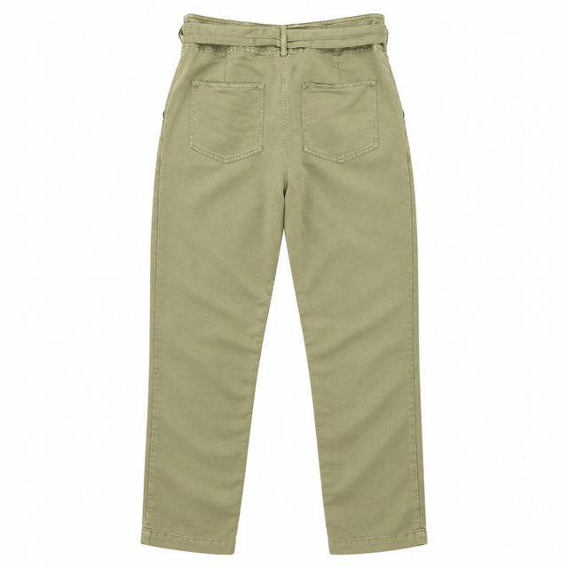 High Waist Belted Wide Leg Trousers Khaki Olive Gr