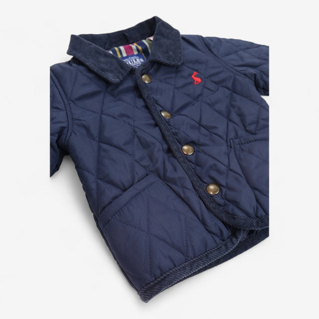 Quilted Navy Jacket with Cord Collar