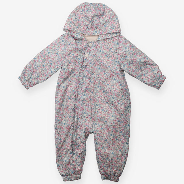 Pramsuit pink floral with fleece lining