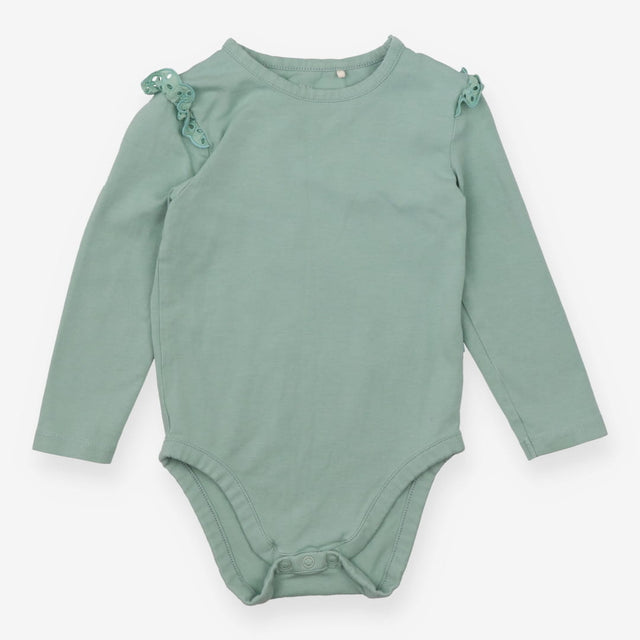 Bodysuit Long Sleeved Green Frill Shoulder