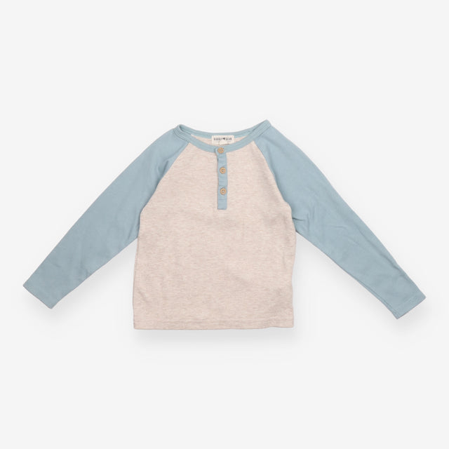 Top Long Sleeve Henley Oatmeal Sage Green
