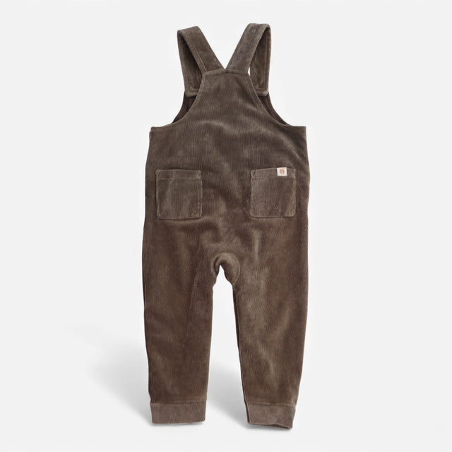 Dungarees Brown Jersey Ribbed Applique Bear Pocket