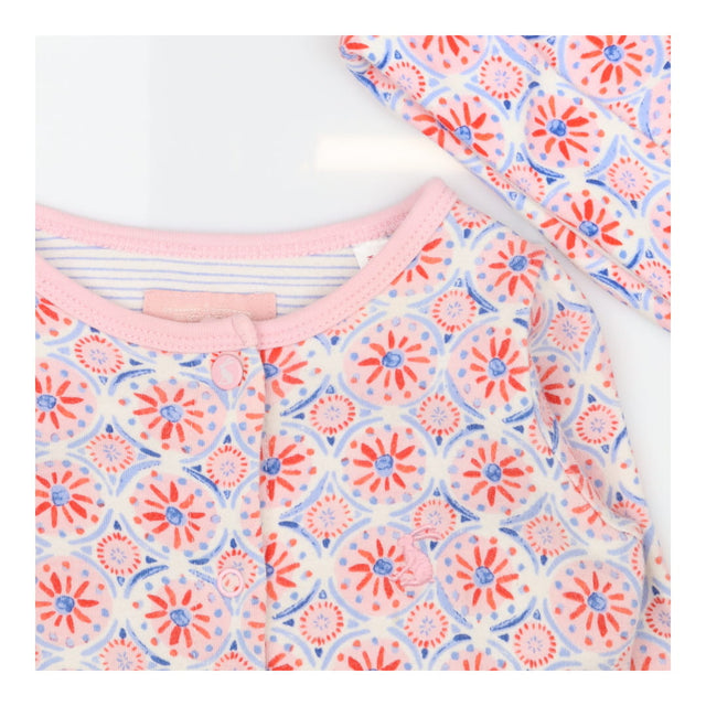 Sleepsuit pink & Blue abstract with hat