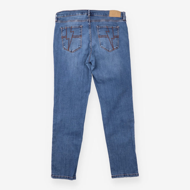 Jeans Mid Wash Blue Slim Leg Lightning Bolt Denim