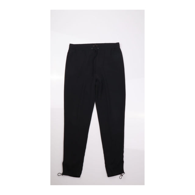 Black Elastic Waist Drawstring Toggle Cuffed Trous