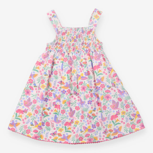 Dress Sleeveless White Birds, Bees, Butterfly Flor