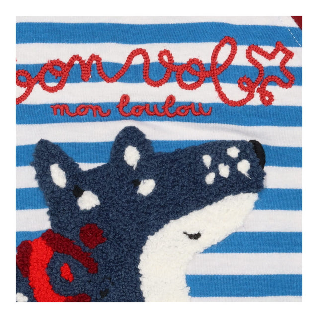Blue Striped Applique Long Sleeve