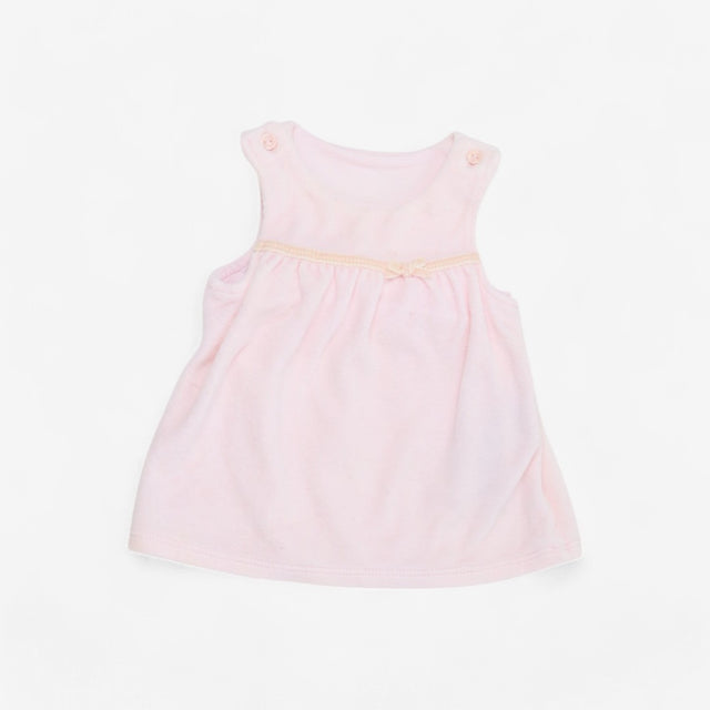 Pink velour dress with bow