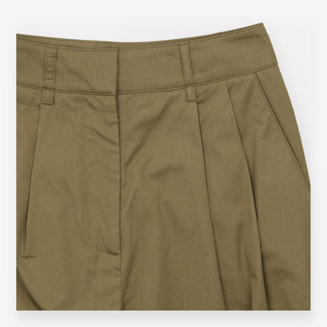 Trousers Khaki Cotton Pleated