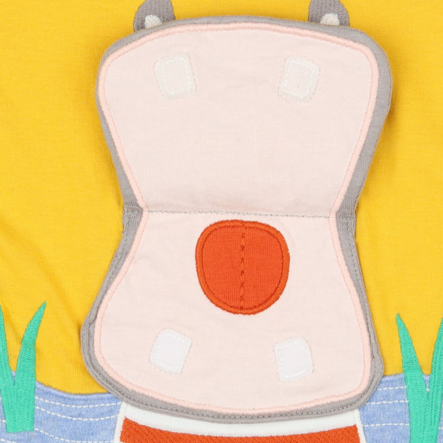 Yellow Hippo Interactive Applique T-shirt
