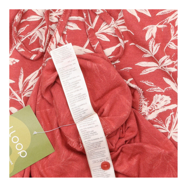 Pyjama Set Shorts Top Leaf Print Coral Pink