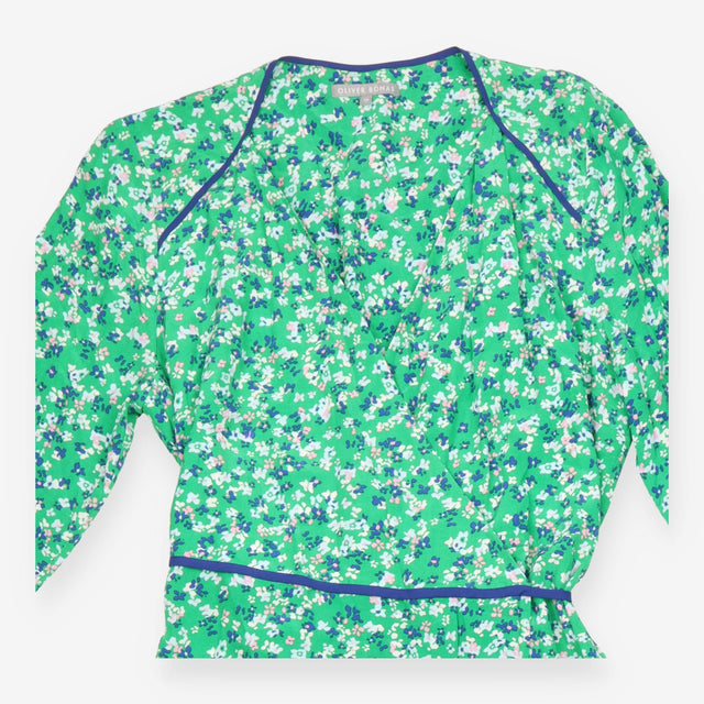 Wrap Midi Dress Floral Print V Neck Long Sleeve