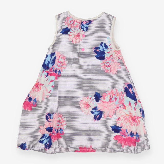 White Striped Floral Dress