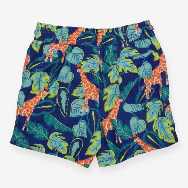 Swim shorts blue giraffes in forest