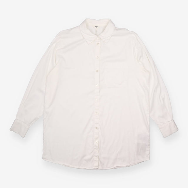 Blouse White Cotton Relaxed Long Sleeve