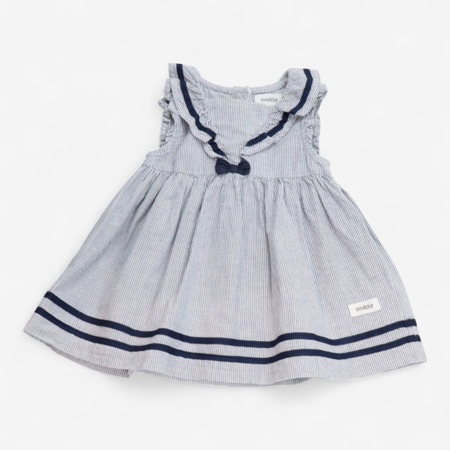 Dress Blue Stripe with Bow and Frilly Bloomers