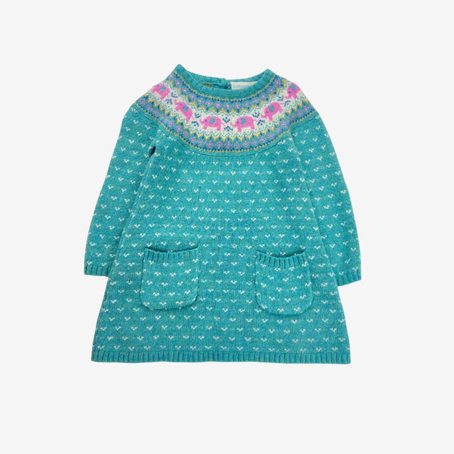 Green Fair Isle Elephant Dress