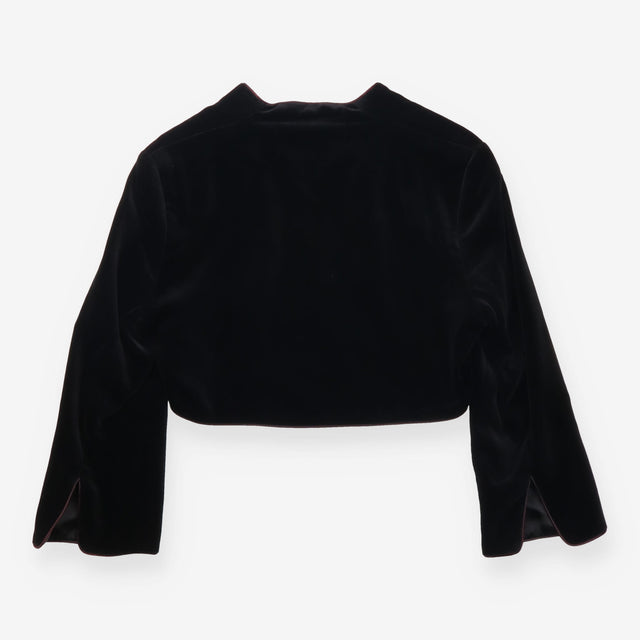 Black 100% Cotton Velvet Open-Front Bolero Jacket