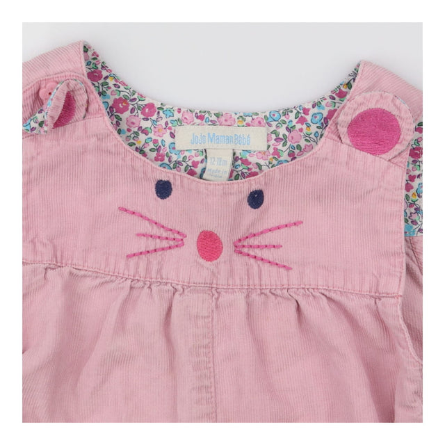 Dungarees pale pink cord mouse face