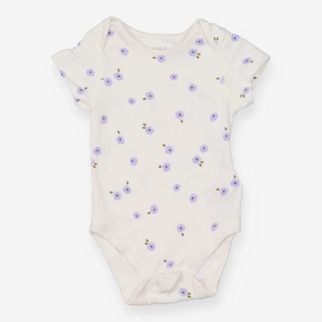 Bodysuit short sleeves white floral