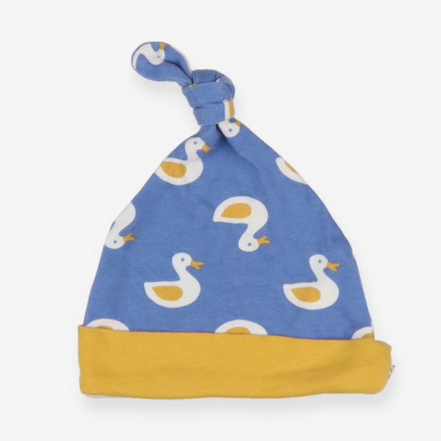 Baby Knot Hat Blue and Yellow Ducks