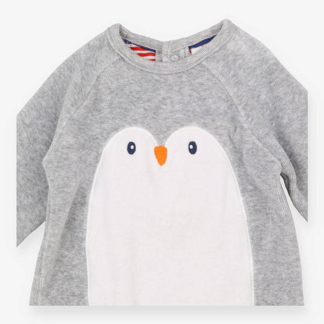Outfit long sleeve grey and hat set penguin