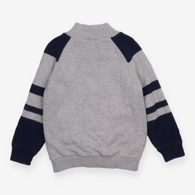 Grey Jacket with Navy Stripes