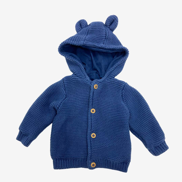 Blue Knitted Cardigan with blue lining