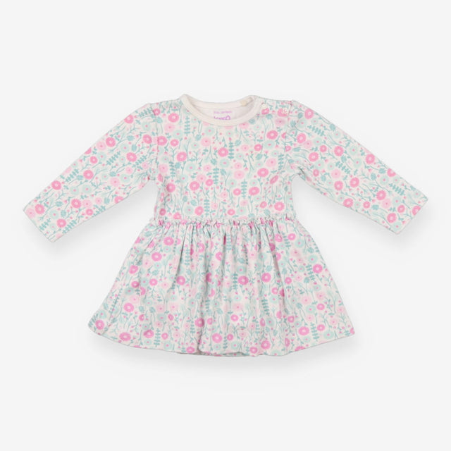 Dress LS white long stem flowers attached body