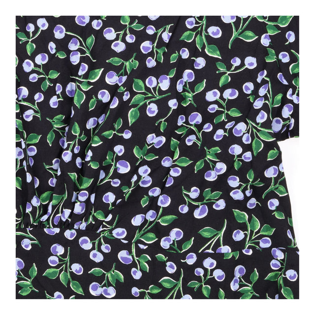 Black Purple Berry Print Midi Dress