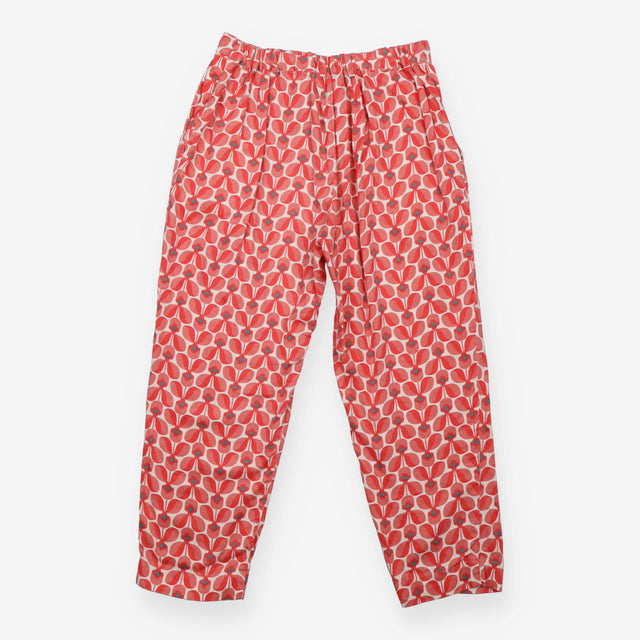 Cropped Trousers Red Wallflower Print Organic Cott