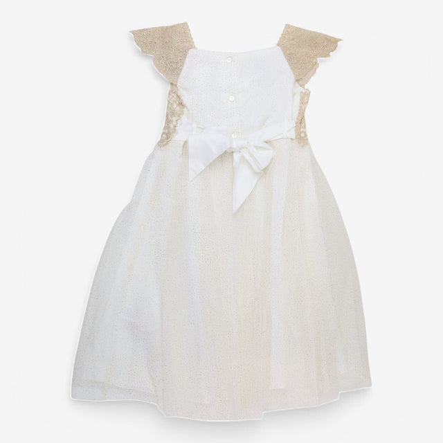 Cream tuille dress with Gold