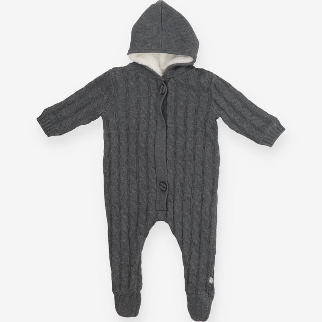 Pramsuit knitted grey fur lined The Little Tailor