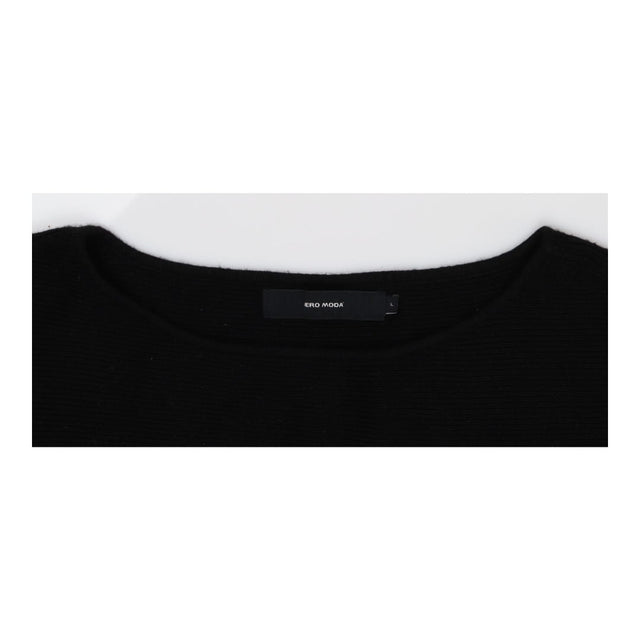 Black Fine Knit Boatneck Sweater
