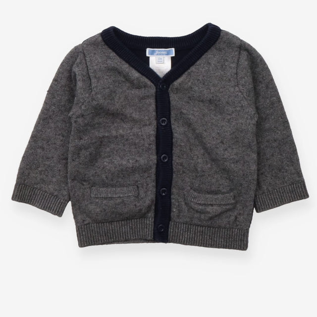 Knit Cardigan Grey V Neck Navy and 2 Pockets