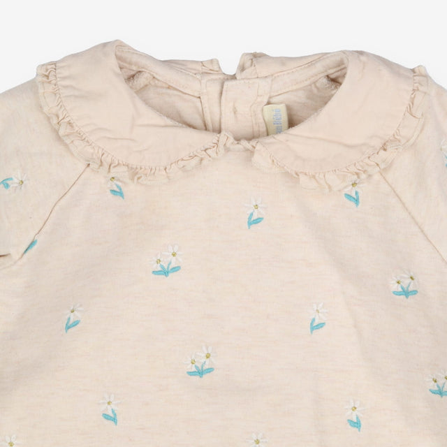 Sweater Cream with Frill Collar and Flowers