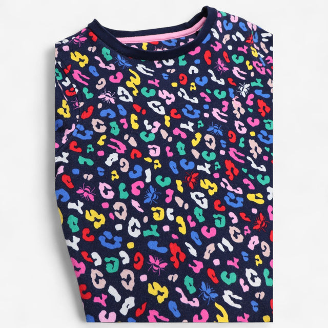 Sweatshirt navy with multicoloured leopard