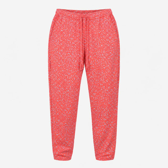 Bright Coral Harem Trousers with Grey Animal Print