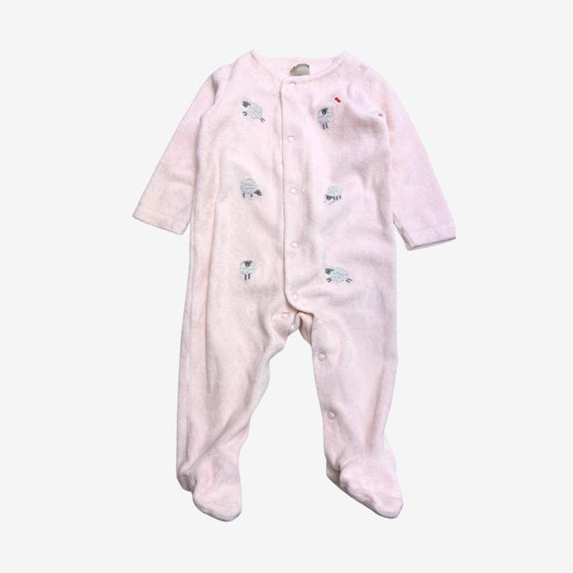 Pink Velour Sheep Sleepsuit