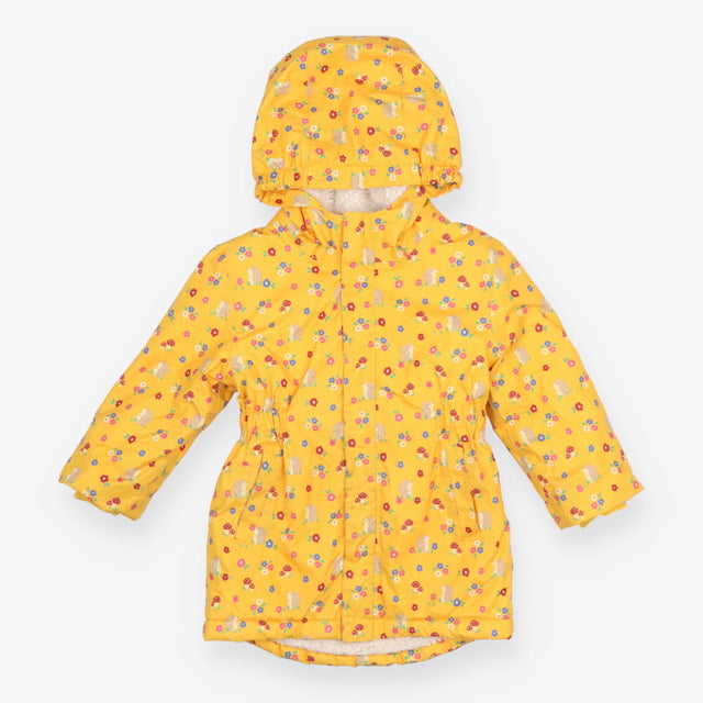 Coat Lining Yellow with Hedgehogs and Flowers