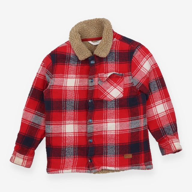 Red tartan sherpa lined jacket