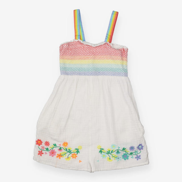 Playsuit White Woven - Rainbow Smock