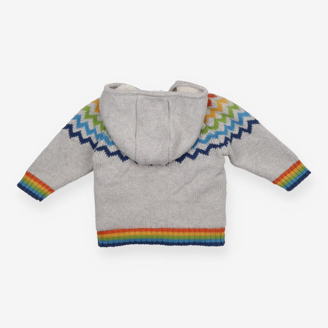 Zigzag zip up fleece jacket knit grey