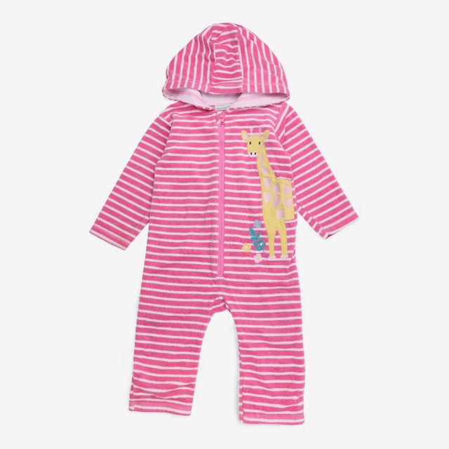 Towelling Pink Giraffe All-In-One
