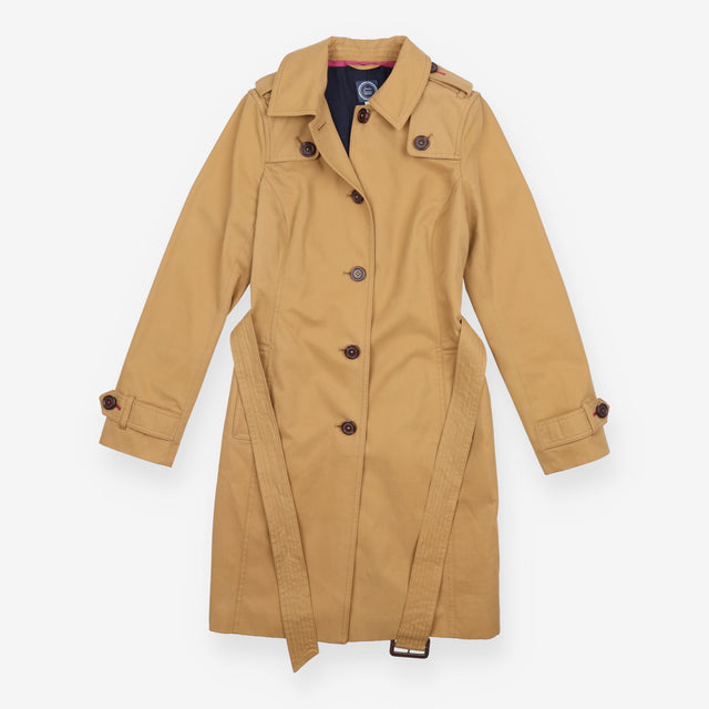 Trench Coat Camel Belted Longline Single Breasted