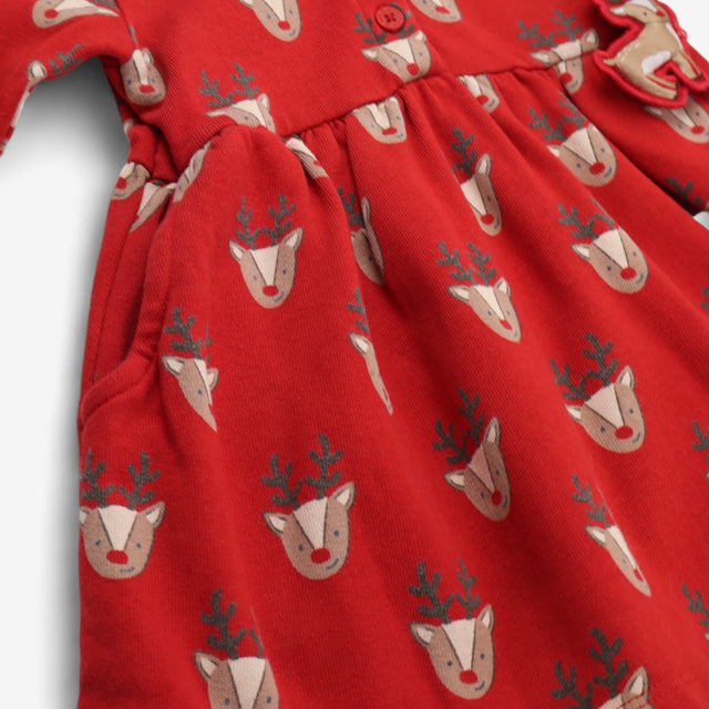Dress Jersey Red Rudolph Print