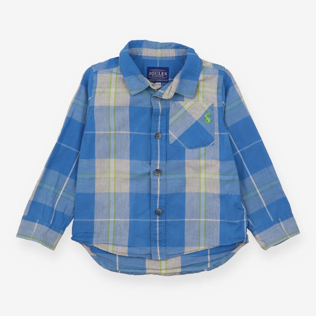 Shirt long sleeve blue green check