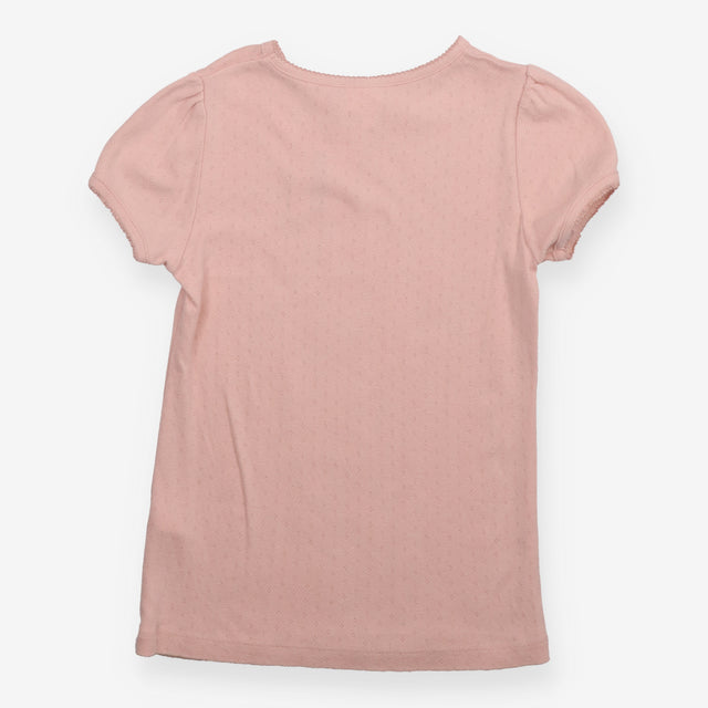 Cap sleeve pointelle t-shirt pink